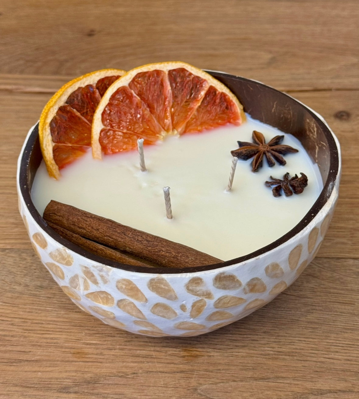 Mosaik Kerze mit Grapefruit, Anis & Zimt