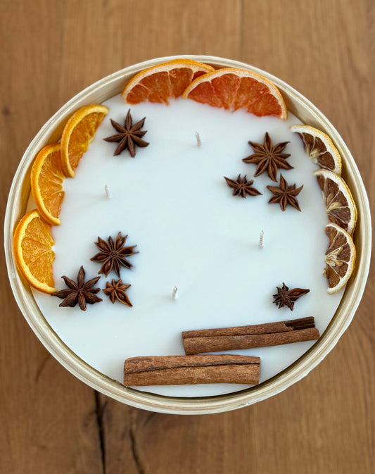 Bambus Mosaik Kerze Winterzauber